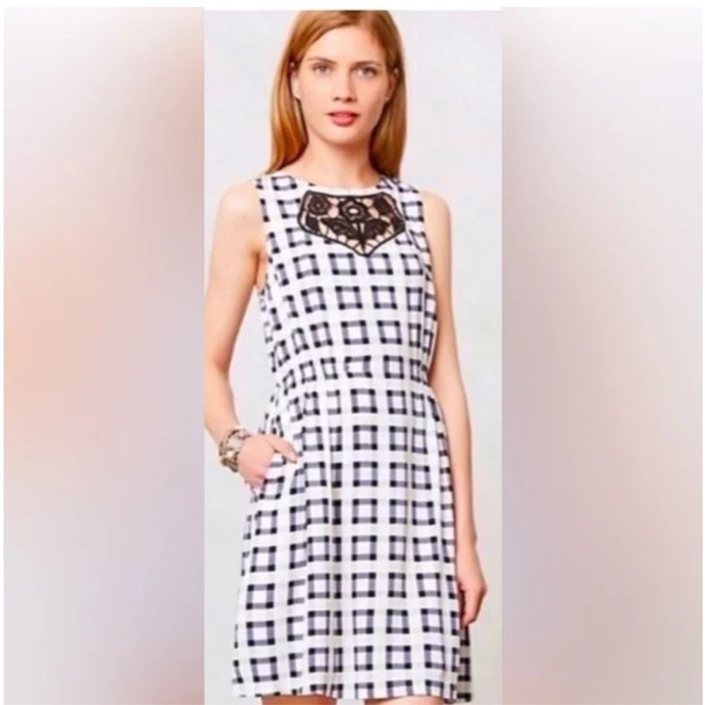 Elegant Black and White Checkered Dress